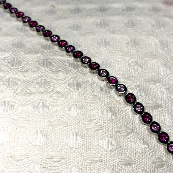 Rustic cuff tennis bracelet ANGELINE silver pink - Picture 4 of 6